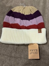 Frye and Co. Striped Cable Knit Beanie hat Size OS