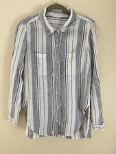 Athleta Gray/White Striped Button Down Long Sleeve Shirt Size M