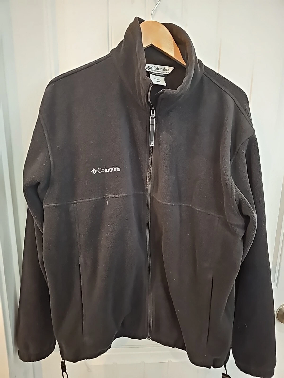 Columbia Men's Front Full Zip Fleece Jacket 2 Front Zip Pockets LS Black SZ L