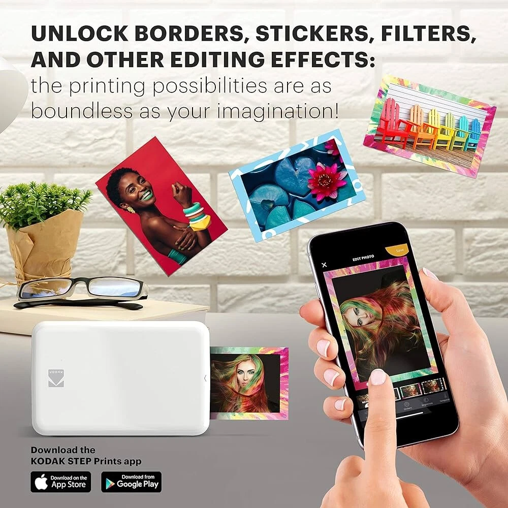 Kodak Step Mobile Instant Photo Printer, Portable Zink 2x3 Mini Printer (White)