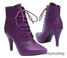 Vintage Cutout Lace-up High-heeled Women's Ankle Boots Pointy Toe Shoes Oversize