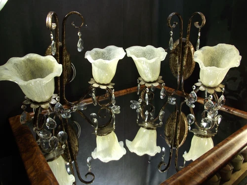 PAIR Maxim Lighting Elegante 2-Light Wall Sconces with Art Glass Shades - Picture 1 of 7