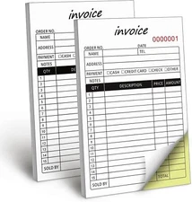 Carbonless Invoice Book 2-part 50 Sets 8.3x5.5 in for Small Business Receipts