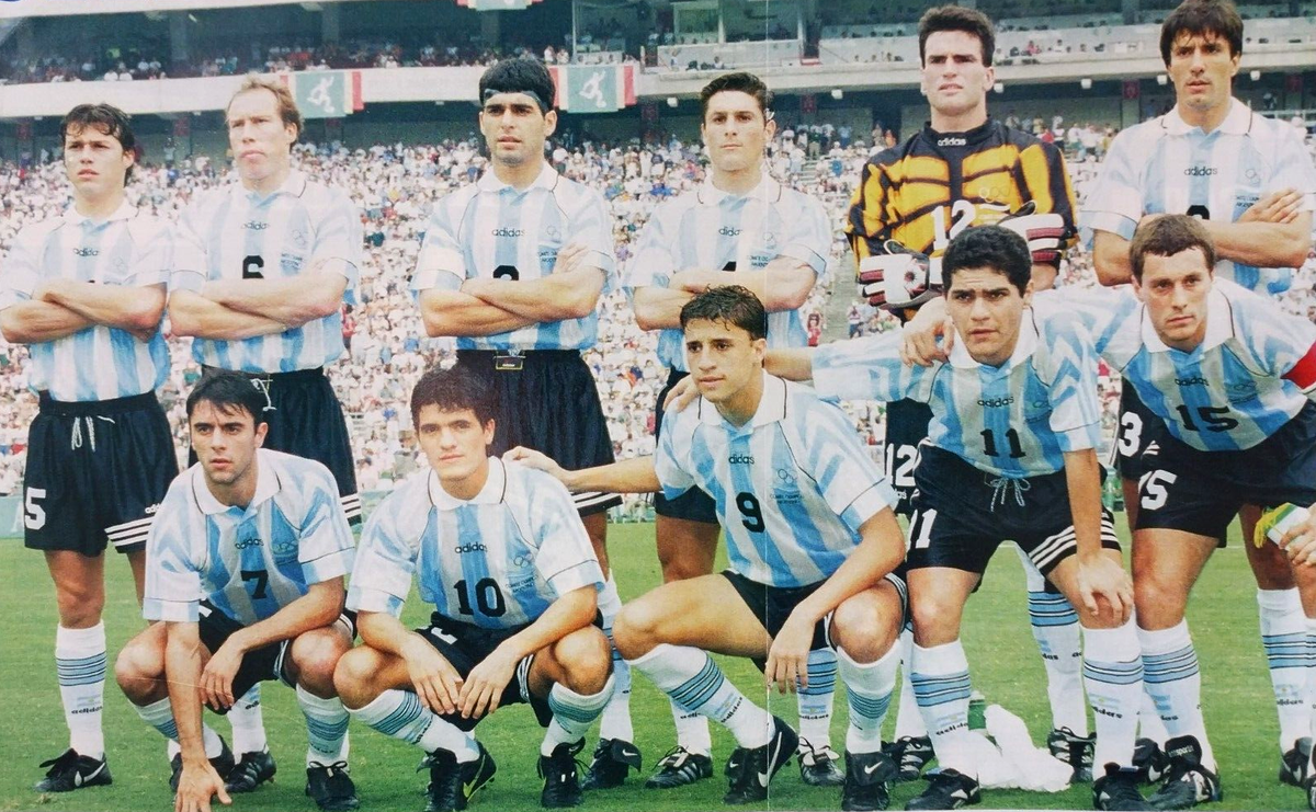 Argentina Soccer Team Poster 1996 Summer Olympics Ortega Crespo