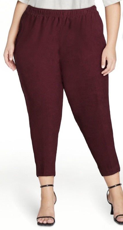 Just my size Wine Corduroy Pull On  2 Pocket pants 2X (18W-20W) NEW