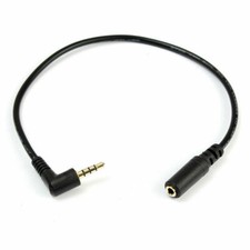 Image of 3.5mm 4 Pole to 3 Pole Audio Cable Right Angle Male to Female 0.15m