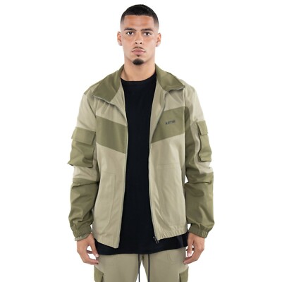 E.P.T.M. Olive Color Block Nylon Jacket & Pants Set