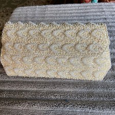 Vintage La Regale Ivory Colored With Unique White Beaded Design Bag Evening