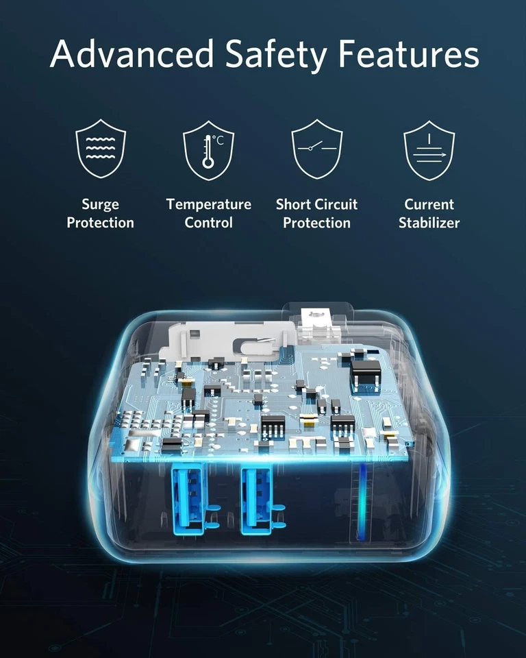 Cargador de Pared USB Anker PowerPort Elite ENERGÍA RÁPIDA Y LIMPIA 2 Puertos 24W Blanco Foto 3 de 4