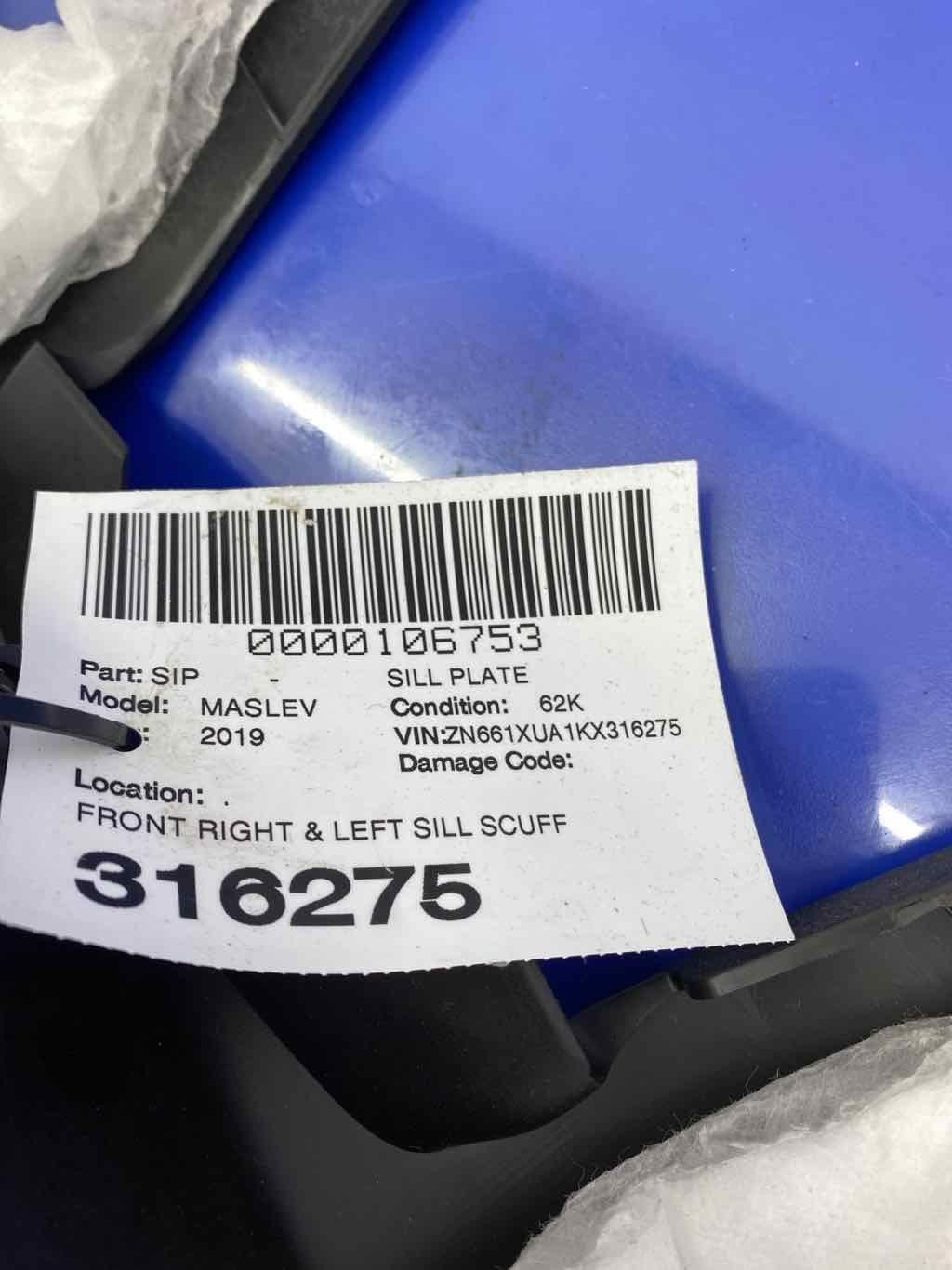 2017-2020 MASERATI LEVANTE FRONT RIGHT & LEFT SILL SCUFF PLATE 670040373 *SCUFFS