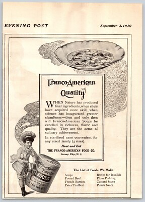 1910  Franco American Soup Antique Print Ad Heat And Eat