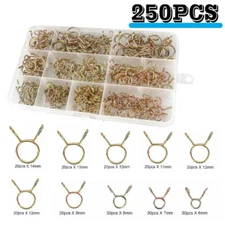 250Pcs Fuel Line Hose Tubing Spring Clips Clamps Assortment Kit for Motorcycle