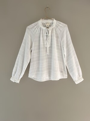 Anthropologie weiße Bluse strukturiert Bindekragen Small oder XS von Cloth & Stone