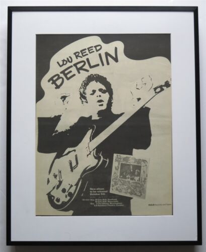 Lou Reed * Berlin * affiche publicitaire originale 1973 encadrée 42 x 52 cm LIVRAISON GRATUITE - Photo 1 sur 2