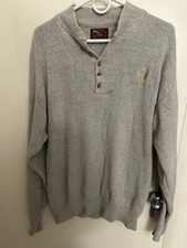 Alps 1/4 Button Sweater Vintage Thermal Grey Men's L Fine Apparel USA Made