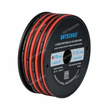 10 Gauge 2 Conductor Parallel Silicone Wire 200 deg C 25 feet Tinned Copper Wire