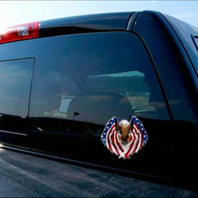 American Eagle Window Stickers 3M American Flag & Bald Eagle Vinyl Decal Sticker - For Car Truck Window, Bumper, Or Wall (Made In USA) 3M Flags & Political Car & Truck Decals/Stickers - Foto 3
