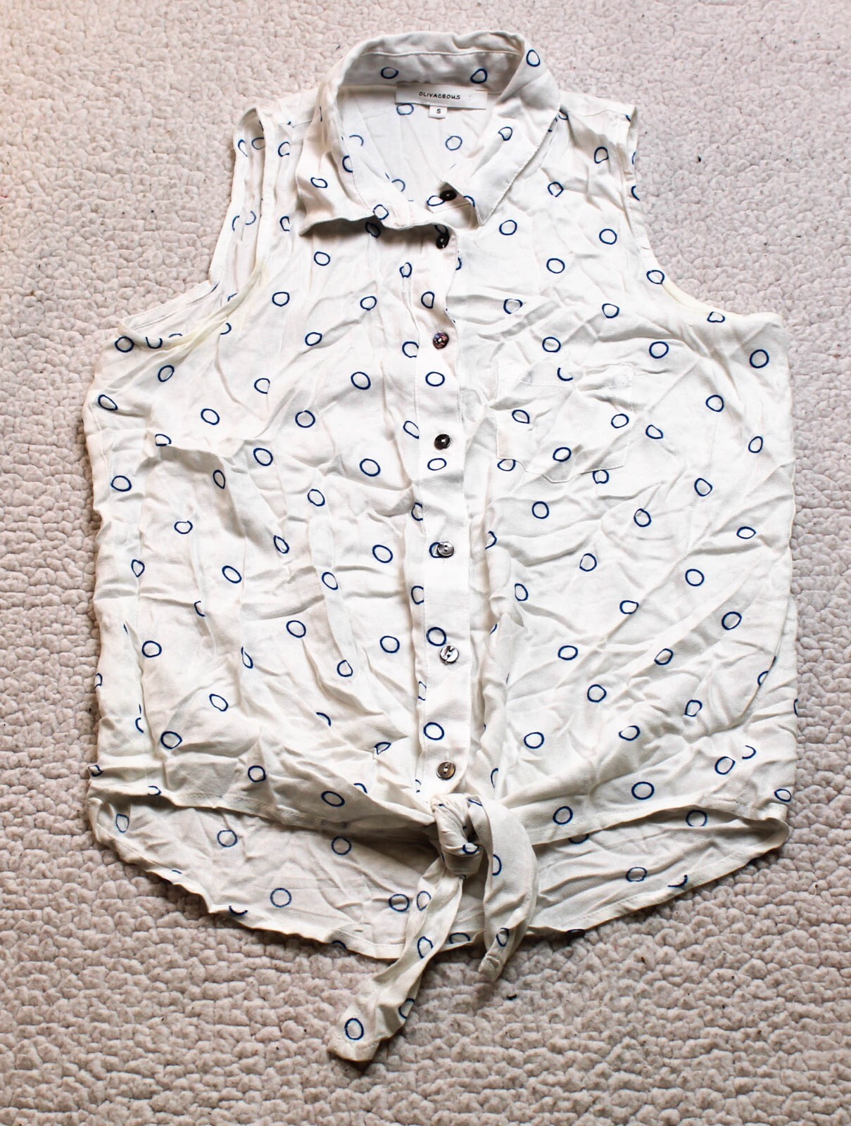 Olivaceous Circle Pattern Button Down Shirt Women… - image 1