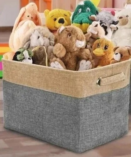 Sorbus ~ Collapsible Storage Basket w/Handles ~ 15 x 10.75 x 9.5 ~ NATURAL Twill - Picture 8 of 9
