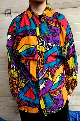 Tom John: Vintage Crossover Line Shirt; LGB design; Dallas; 1990's; EX