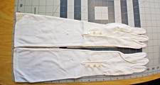 VTG 1960's WHITE Long Gloves W/ Buttons 100 Nylon