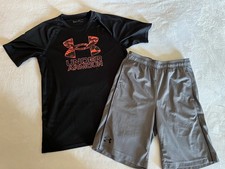 Lot of 2: Under Armour Youth Boys XL X-Large T-Shirt  Athletic Shorts Bundle