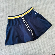 vintage y2k navy blue/yellow low rise micro mini track skort skirt racer Derek