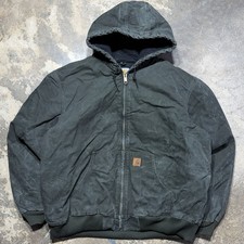 Vintage Carhartt J130 Jacket MOS Hooded Moss Green Faded Y2K Men 2XL USA Made
