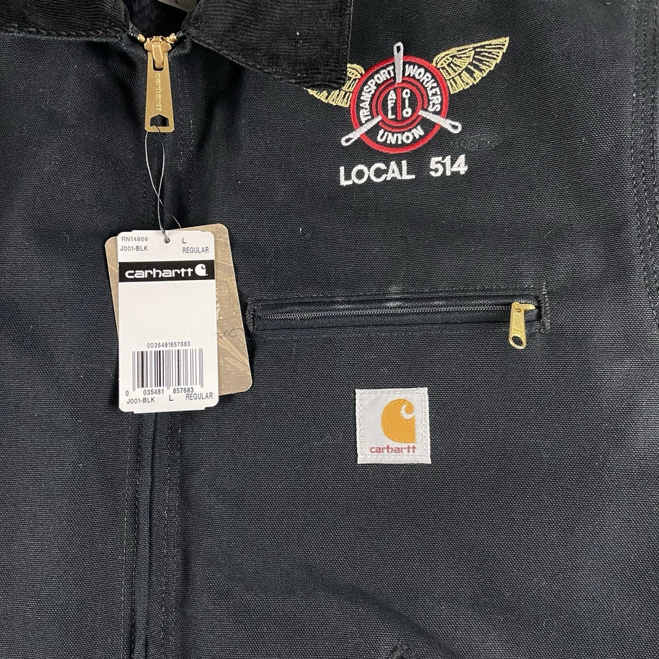 Carhartt Detroit Jacket Mens Large J001 BLK Wool Blanket Lined Made in USA Y2K - Image 2 of 4
