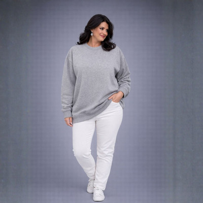 ROCKTHOSECURVES WOMENS Plain Loose Fitting Longer Length Sweatshirt