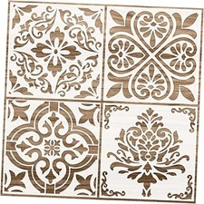 4 Pieces Reusable Tile Stencil Floor Wall 12 x 12 Inches Flower Style