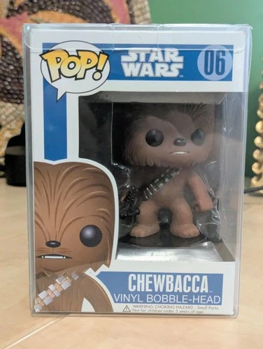 Funko Pop Star Wars Chewbacca #06 Series 1 2011 Blue Box Large Font Rare Mint