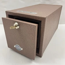 Vintage Meilink Hercules Home Vault Safe 1/2 Hr Fire Rated Steel Lockbox w/ Key