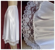 Vintage DIOR Liquid SATIN Half SLIP Skirt SLIPPERY Shiny LOGO Monogram Lace M/L