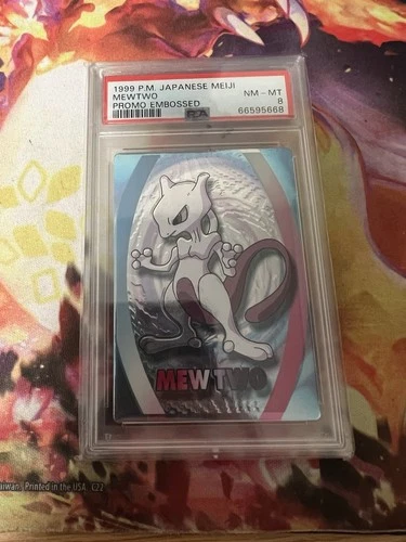 1999 Pokemon Mewtwo Embossed Japanese Meiji Chocolate Promo PSA 8