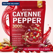 Cayenne Pepper Softgels, 20-in-1 Cayenne Pepper Capsaicin Supplements with D3 K2