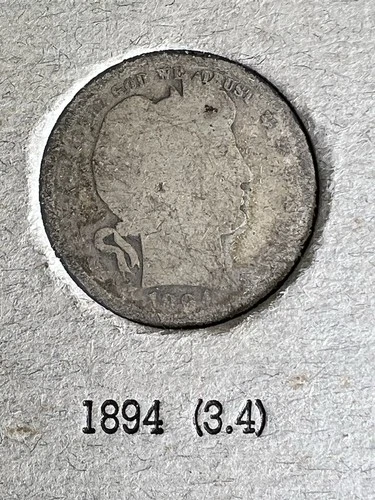 1894 Barber Liberty Head Quarter 90% Silver Philadelphia Mint US Coin Auction NR