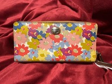 Coach Multi-Color Floral Print Accordion Zip Around Wallet