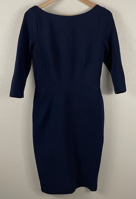 Boden Womens Size 8 Navy Blue Aurelia Ottoman 3/4 Sleeve Pencil Dress