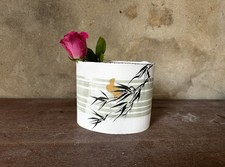 Studio Porcelain Paper Thin Slab Built Vase with Bamboo Decoration