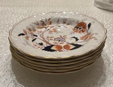 Set Of 6 Booths “Fresian” Rimmed Soup Bowls Scalloped Gold Rim A8022