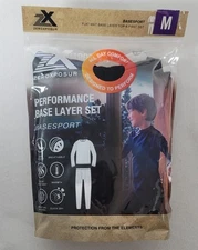 Zeroxposur Boys Performance Base Layer Set Black Top & Bottom Sz Medium 8/10 New