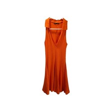 Zara Womans Dress Small Orange Sleeveless Ribbed Fit and Flare Sleeveless Casual