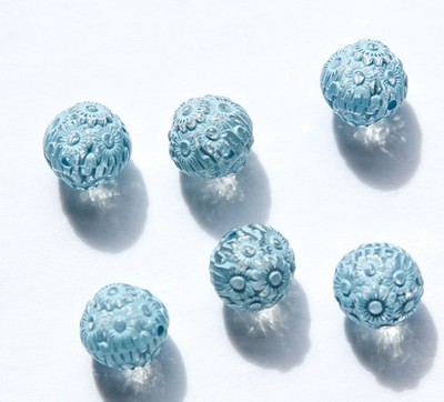 Light Blue on Crystal Etched Acrylic Beads 12mm (10) bds745L