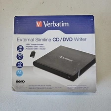 Open Box Verbatim 98938 External Slimline CD/DVD Writer USB 2.0
