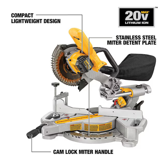 DEWALT DCS361B 7-1/4-in 20-volt max Single  Sliding  Miter Saw