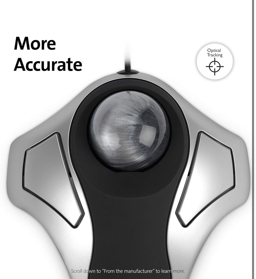 NEW Kensington 64327 Orbit Optical Trackball Mouse USB 2.0 - Black/Silver New - Image 4 of 4