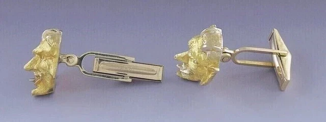 Abotoaduras masculinas de casamento folheadas a ouro amarelo 14k com diamante de corte redondo de 1 quilate criadas em laboratório - Imagem 2 de 4