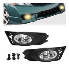 Fog Lights Assembly Compatible with 2009-2011 Honda Civic 4DR Sedan Clear