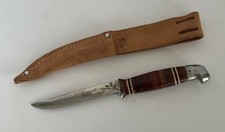 Vintage Estwing Sportsman Knife With Original Tooled Leather Sheath Made In USA